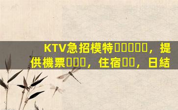 KTV急招模特，提供機票，住宿，日結